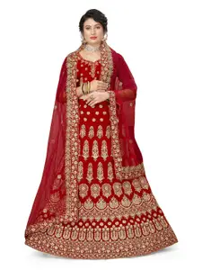 Maroosh Embellished Thread Work Unstitched Lehenga & Blouse With Dupatta