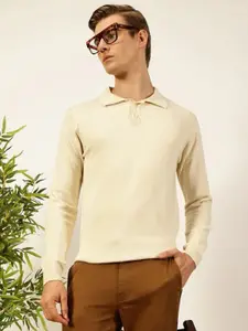 Thomas Scott Men Knit Solid Polo Collar Cotton T-shirt