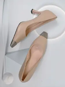 Ronnie Grey Women PU Block Pumps