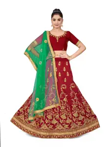 Maroosh Embroidered Thread Work Semi-Stitched Lehenga & Unstitched Blouse With Dupatta
