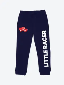 YK Disney Boys Typography Printed Mid-Rise Track Pants