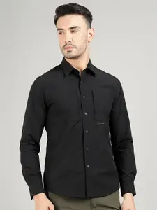 Royal Enfield Men Spread Collar Solid Cotton Casual Shirt