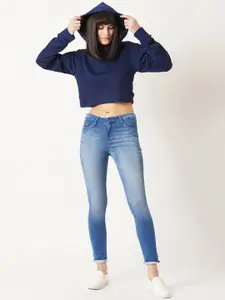 BAESD Women Hooded Boxy Crop Cotton Sweatshirt