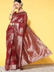 KALINI Woven Design Floral Zari Banarasi Designer Saree