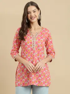 KALINI Women Floral Printed Pure Cotton Kurti