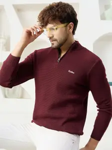 KVETOO Men Mock Collar Pullover Sweater