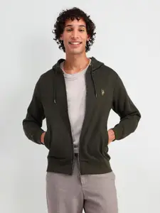 U.S. Polo Assn. Denim Co. Men Hooded Regular Fit Front-Open Sweatshirt