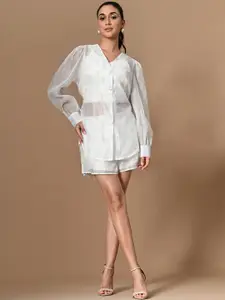 PANKH Embellished V Neck Shirt & Shorts