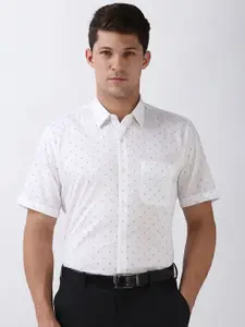 Peter England Men Spread Collar Geometric Printed Cotton Formal Shirt