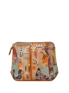 Anuschka Women Hand Painted Tooled Ancient Egypt Printed Leather Money Clip