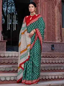 KALINI Floral Printed Bagru Saree with Matching Blouse