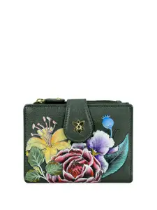 Anuschka Women Floral Printed Leather Two Fold Wallet