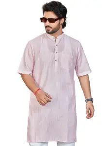 Authentics Striped Mandarin Collar Straight Kurta