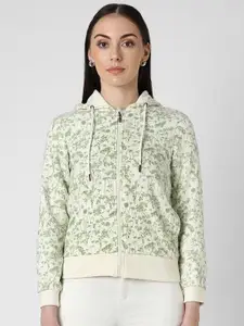 Van Heusen Woman Women Floral Printed Hooded Front-Open Sweatshirt