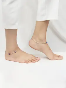 Sangria Set Of 2 925 Sterling Silver Rhodium-Plated Anklet