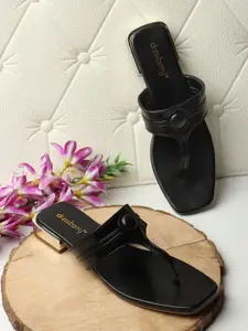 DressBerry Women Solid Round Toe T-Strap Flats