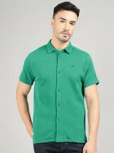 Royal Enfield Men Spread Collar Textured Cotton Casual Shirt