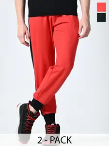 BAESD Men Pack Of 2 Colourblocked Relaxed-Fit Mid Rise Joggers