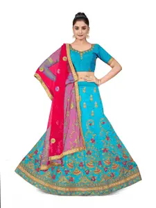 Maroosh Embellished Thread Work Unstitched Lehenga & Blouse With Dupatta