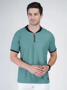 Polo Plus Men Bio Finish Solid Mandarin Collar T-shirt