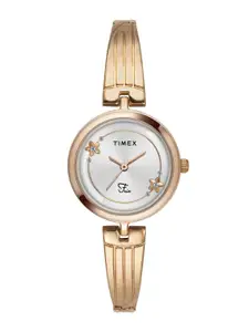 Timex Women Brass Dial & Stainless Steel Bracelet Style Straps Analogue Watch TWEL19802