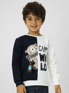 Nauti Nati Boys Colourblocked Printed Antimicrobial Sweatshirt With Applique Work