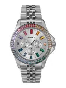 Timex Women Embellished Dial & Stainless Steel Bracelet Style Analogue Watch TW2W33000UJ