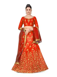 Maroosh Embellished Thread Work Unstitched Lehenga & Blouse With Dupatta