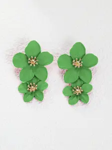 KRENOZ Rhodium-Plated Stainless Steel Floral Drop Earrings