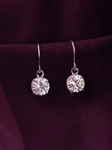 Clara 925 Sterling Silver Rhodium Plated Cubic Zirconia Contemporary Drop Earrings