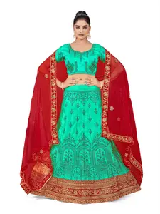 Maroosh Embellished Thread Work Unstitched Lehenga & Blouse With Dupatta