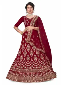 Maroosh Embellished Thread Work Unstitched Lehenga & Blouse With Dupatta