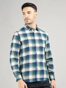 Royal Enfield Men Spread Collar Gingham Checked Cotton Casual Shirt