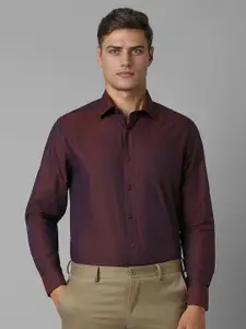 Louis Philippe Men Classic Spread Collar Textured Printed Cotton Formal Shirt