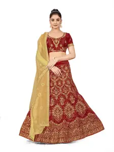 Maroosh Embellished Thread Work Unstitched Lehenga & Blouse With Dupatta