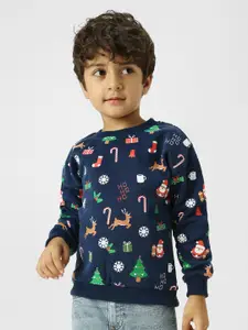 Nauti Nati Boys Holiday-Themed Navy Pullover Sweatshirt