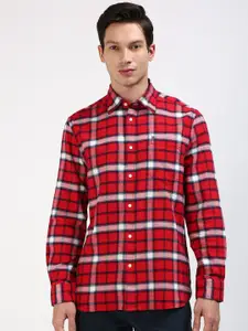 Tommy Hilfiger Men Classic Spread Collar Tartan Checked Cotton Casual Shirt