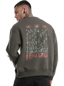 WROGN Men Cotton Alphanumeric Printed Round Neck Sweatshirt