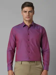 Louis Philippe Men Spread Collar Textured Printed Cotton Slim Fit Formal Shirt