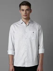 Louis Philippe Sport Men Spread Collar Micro Ditsy Printed Cotton Slim Fit Casual Shirt