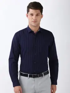 Peter England Men Spread Collar Vertical Striped Cotton Slim Fit Formal Shirt