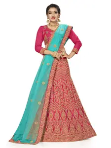 Maroosh Embroidered Thread Work Unstitched Lehenga & Blouse With Dupatta