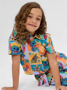 The Souled Store Girls Graphic Printed Shirt Collar Cotton Top