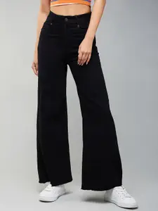 DOLCE CRUDO High Rise Clean Look Regular-Length Stretchable Wide Leg Denim Jeans