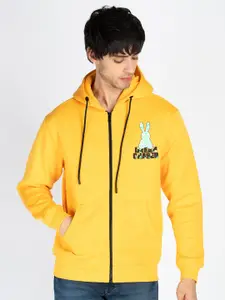 Status Quo Men Graphic Printed Hooded Front-Open Cotton Sweatshirt