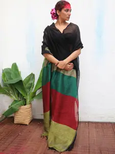 Chidiyaa Colourblocked Pure Linen Saree