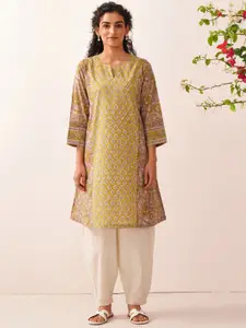 JAYPORE Floral Printed Regular Cotton Straight Kurta