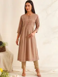 JAYPORE Geometric Embroidered Thread Work Cotton A-Line Kurta