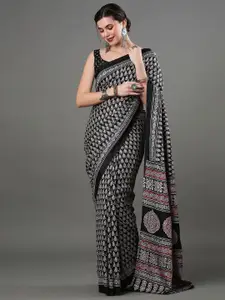 KALINI Floral Printed Block Print Saree