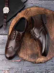 MENGLER Men Solid Genuine Leather Formal Brogues